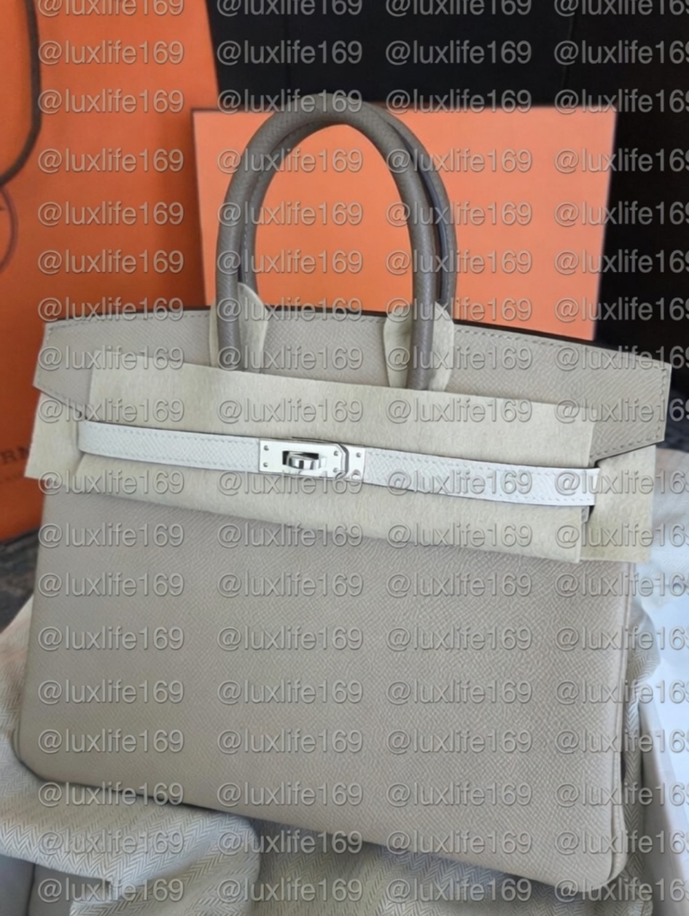 Hermes Birkin 25 Tricolore in Veau Epsom 　Trench/Craie/Etoupe